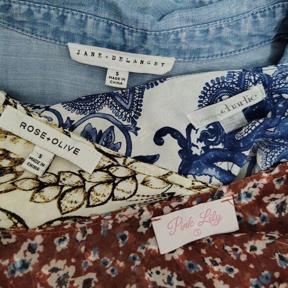 FUN Casual BOHO Blouses BUNDLE Sz SMALL Women's Long & Short Sleeve MIXED LOT - Picture 10 of 10